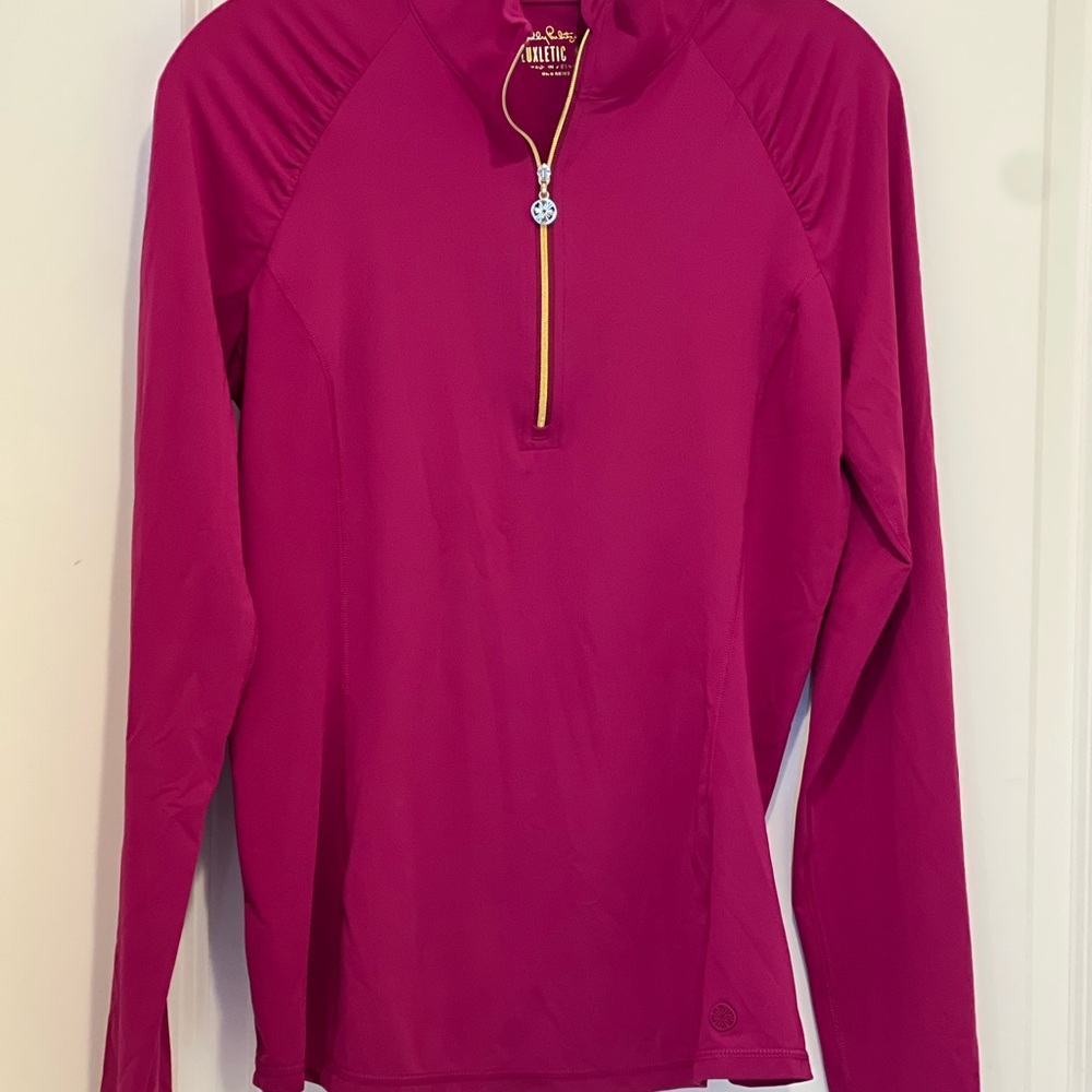 Lily Pulitzer 50+  LUXLETIC 1/2 zip Athletic Casual Pullover Sz M Elderberry